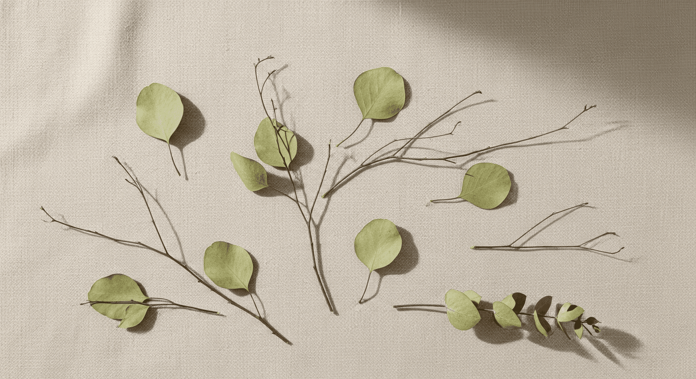 Eucalyptus on natural linen